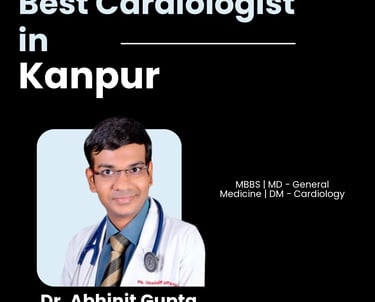 Flyer showing Dr. Abhinit Gupta as Best Cardiologist in Kanpur.