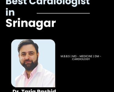 Flyer showing Dr. Tariq Rashid as Best Cardiologist in Srinagar.