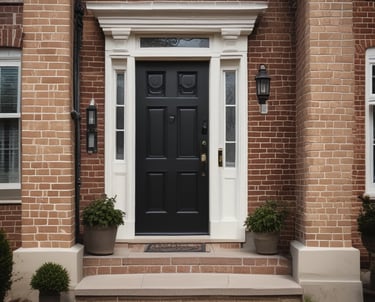 A close-up view of a fabric-covered chair with a textured pattern in shades of beige. The chair features white piping along the edges, creating a clean and elegant outline.