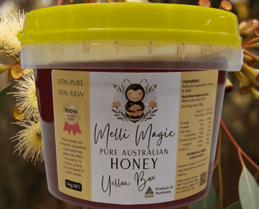 Melli Magic 1kg tub of pure raw Australian Yellow Box honey