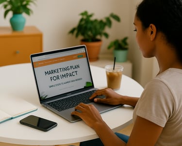 Woman on a laptop working on a marketing plan