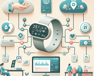 a smart watch with people working on a computer