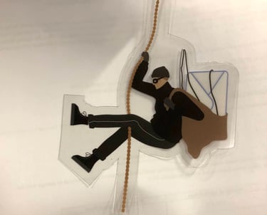 a table wobbler of a thief on a rope