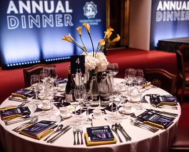 a table setting for a formal dinner