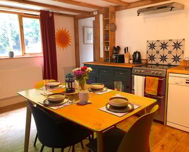 holiday rental interior showing breakfast table in the kitchen