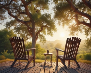 Cozy rustic bedroom with warm lighting and natural wooden decor.
