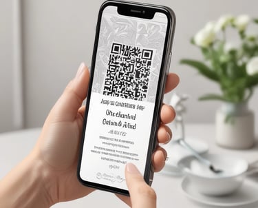 Close-up of a person using a smartphone to send digital invitations.