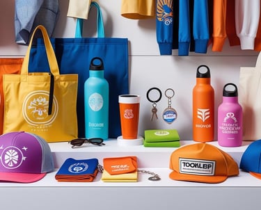 merchandising para emprendedores, delantales, gorras, botellas, tazas, bolsas personalizadas