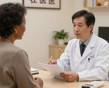 International patient attending a Traditional Chinese Medicine consultation in China