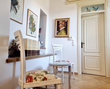 a chair and a table in a room