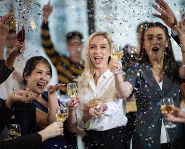 Fête d'entreprise avec du champagne