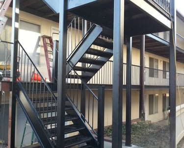 Commercial Stairs with Stair Rails and Landings