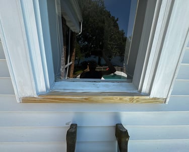 Window rot repair project. Very common site in the Emeral Coast area 