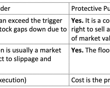 Table 1 - Put Options