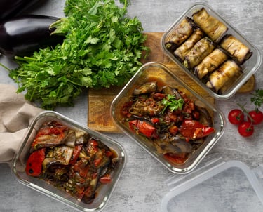 a variety of food items including vegetables and vegetables