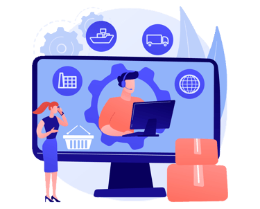 a man and woman working on a computer screen