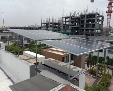 "Sunshine-powered rooftops: Solar panels on a residential rooftop, harnessing clean renewable energy