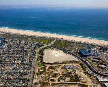 Aerial view of California coastal development site