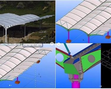 TARİHİ ROMA HAMAMI ÜSTÜ MEMBRANLI ÇELİK ÖRTÜ PROJES