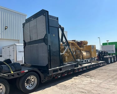 Power plant radiator bank breaks down to allow shipping to site in ISO containers.