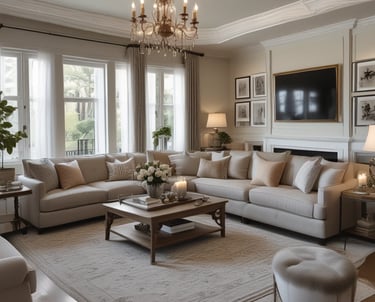 A beautifully designed living room with modern furniture and elegant decor.
