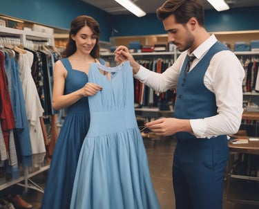 A clean and organized dry cleaning facility.