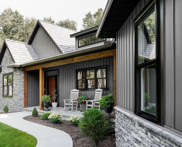 a house with a large patio area and a patio area