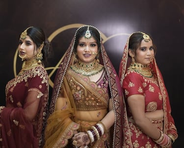 Indian bridal makeup student work by Stardom by Ashpreet Kaur in Ranchi, featuring three brides