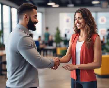 A well-organized display of branded merchandise with a minimalist aesthetic. The items include bottles, cups, a sneaker, bags, and other accessories, all featuring a distinctive percentage symbol on a white or neutral background. The display is set against a white brick wall, giving an industrial feel.