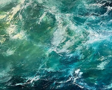 Briny Ocean Tossed Right - Painting by MJ Dominey