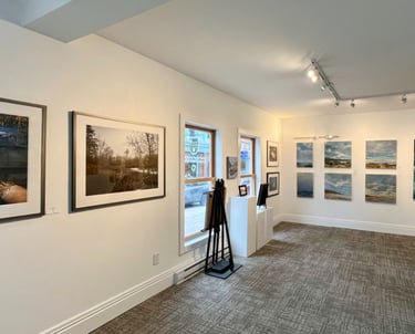 Gallery on Lincoln interior with art exhibit on display, Lunenburg, Nova Scotia (photo by Michelle Darwin)