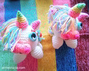 Knitted white unicorns