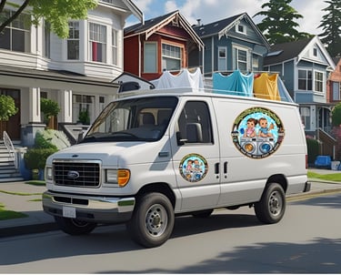 a laundry service van for larry & linda's laundry service