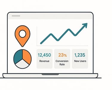 a laptop screen showing a chart of data and statistics