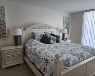 King bed with beach view