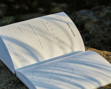 a book opened to show journal pages