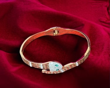 Modern and Stylish American Diamond Snake Head Statement Bracelet