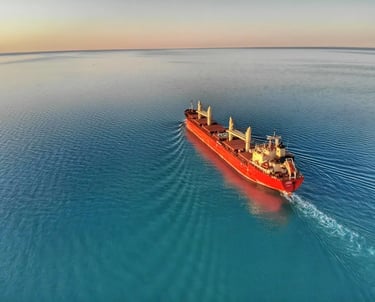 Dry bulk carrier vessel at sea representing global shipping and chartering operations