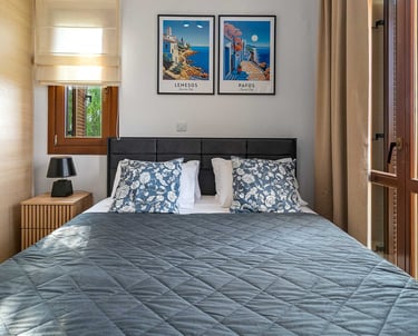 Master bedroom overlooking the sea at Theseus Retreat holiday rental in Cyprus
