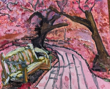inks, watercolors and acrylic paints are the general medium used for each painting.
