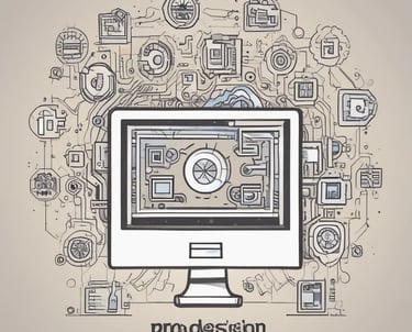 A laptop computer with a website displayed on the screen featuring the text 'Exceptional Web Application design & development'. The laptop is on a dark surface, and the website has a clean and modern design with a light background and colorful text elements.