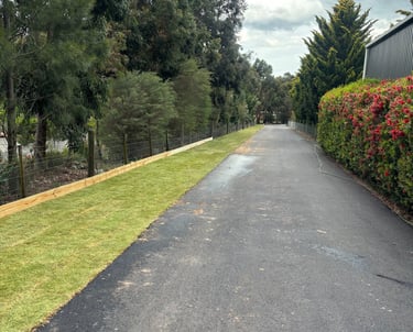 Turf installed beside driveway