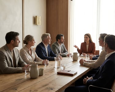 Board meeting with brand executive.