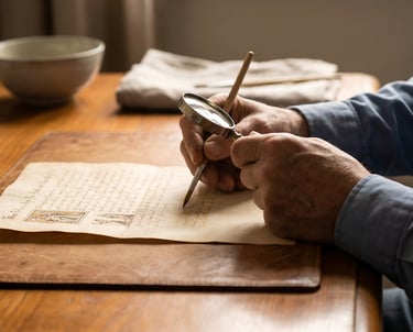 Historian working on an old document.