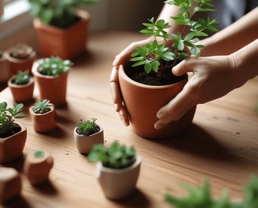 Arreglo planta interior con las manos