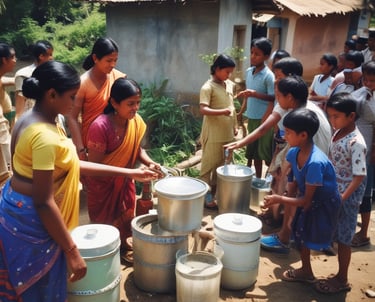 A health camp providing free medical check-ups to locals.