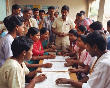 A health camp providing free medical check-ups to locals.