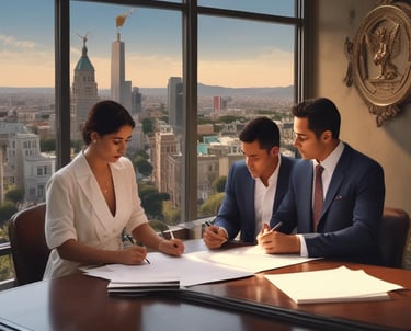 A professional team discussing real estate solutions.