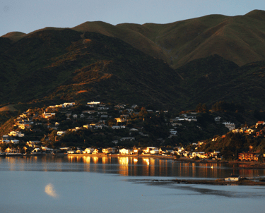 An evening view of Karehana Bay, from Paremata, Porirua City, New Zealand