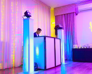 London wedding DJ uplighting setup